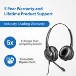 Leitner LH255XL super reliable corded office headset 5 year warranty full replacement - product thumbnail