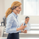 Woman wearing a Leitner LH280 Wireless Office Headset - product thumbnail