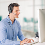 Work from home agent with Leitner single-ear wired headset - product thumbnail