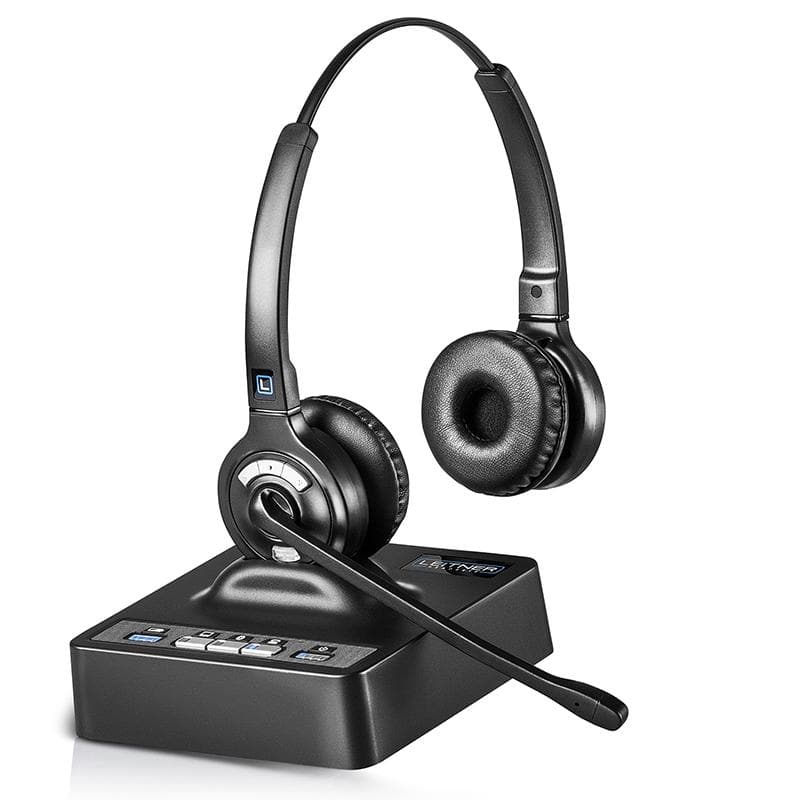 Leitner LH375 dual-ear Bluetooth wireless headset for cell phone, desk phone, and computer